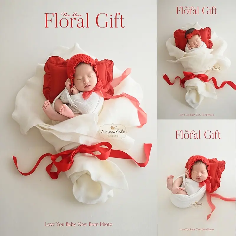 White Floral Wool Mat Theme Set - Newborn Photography Props